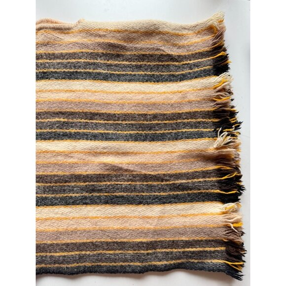 Vintage 60's TEQUENDAMA Brown Striped 100% Wool Colombian Poncho Sweater - Picture 9 of 14